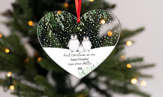 Baby's First Christmas Ornament | First Christmas as my Nanny & Grandad Gift | 1st Christmas as Grandpa Papa Gramps Bauble Tree Decoration