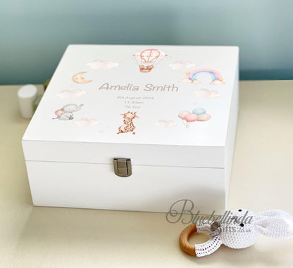 Clouds Animal Wreath Baby Keepsake Box