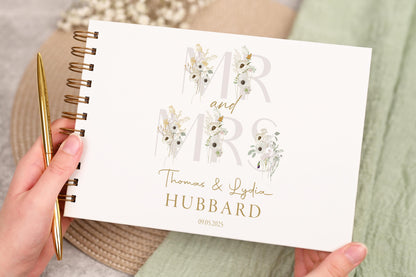 Personalised Wedding Guest Book, High Quality Hand-printed Book, Mr & Mrs Modern Wedding Design, Wedding Photo Album