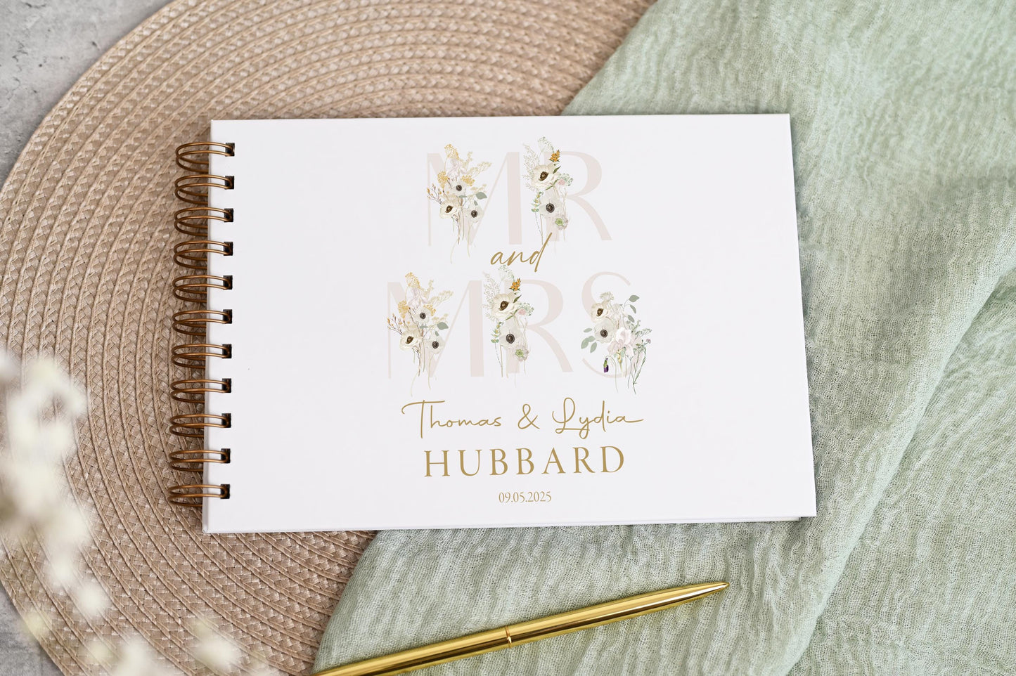 Personalised Wedding Guest Book, High Quality Hand-printed Book, Mr & Mrs Modern Wedding Design, Wedding Photo Album