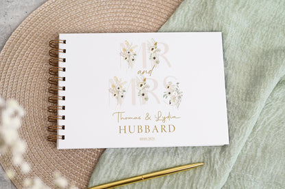 Personalised Wedding Guest Book, High Quality Hand-printed Book, Mr & Mrs Modern Wedding Design, Wedding Photo Album