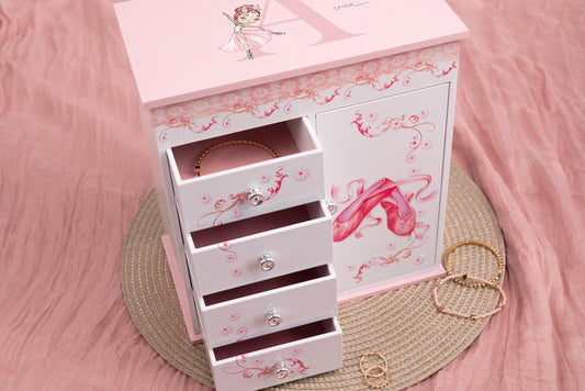 6 Luxury Large Personalised ballerina music box, musical jewellery box, ballerina music, ballerina box, Ballet Slippers Bluebellindagifts