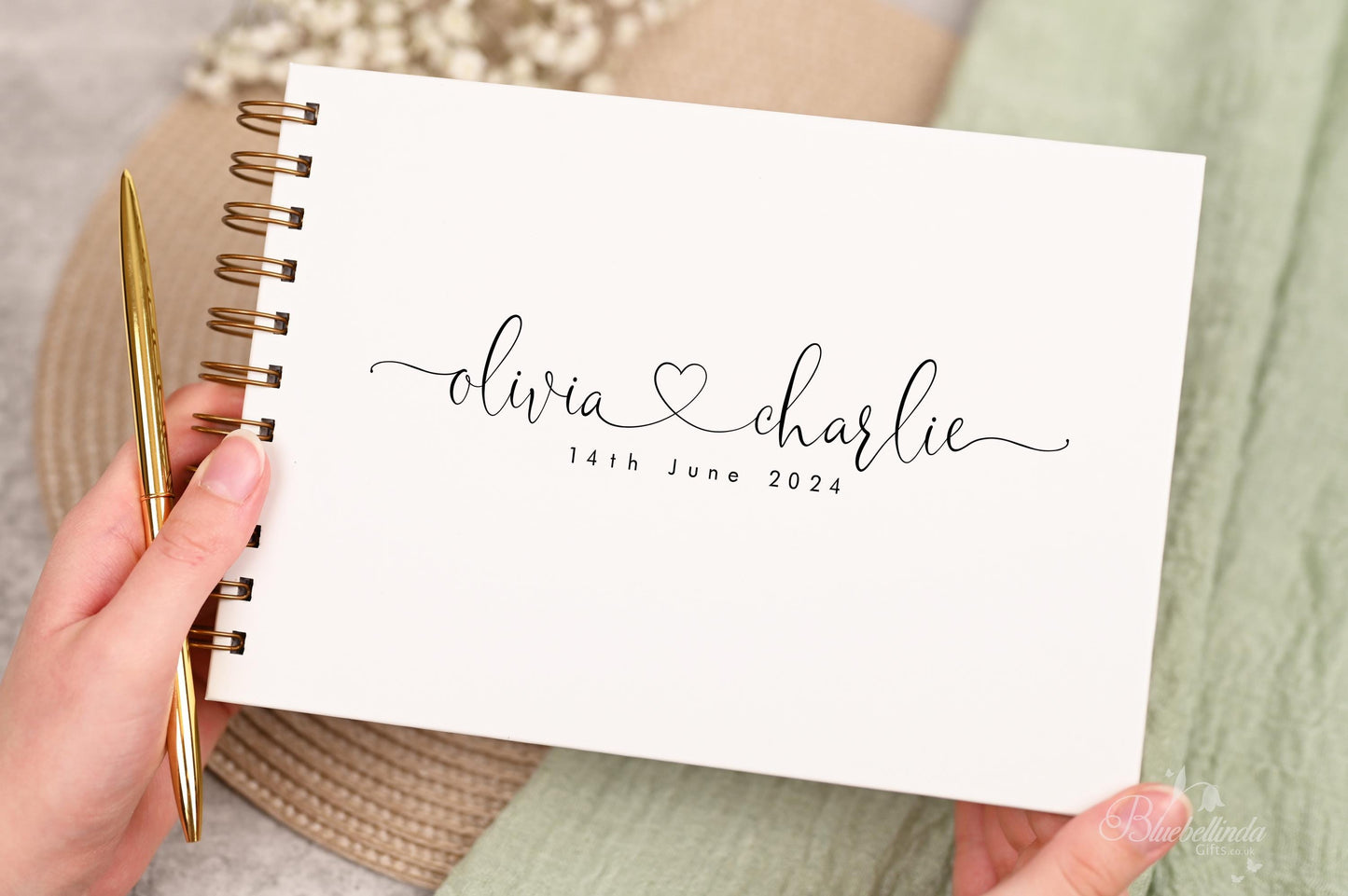 Personalised Wedding Guest Book, High Quality Hand-printed Book, elegant simplicity Modern Wedding Design, Wedding Photo Album