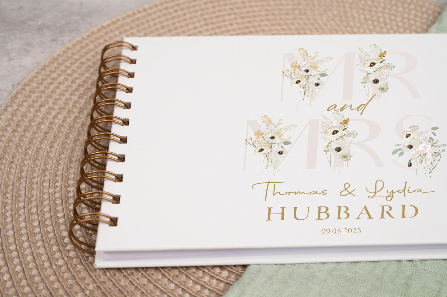 Personalised Wedding Guest Book, High Quality Hand-printed Book, Mr & Mrs Modern Wedding Design, Wedding Photo Album