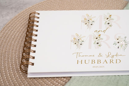 Personalised Wedding Guest Book, High Quality Hand-printed Book, Mr & Mrs Modern Wedding Design, Wedding Photo Album