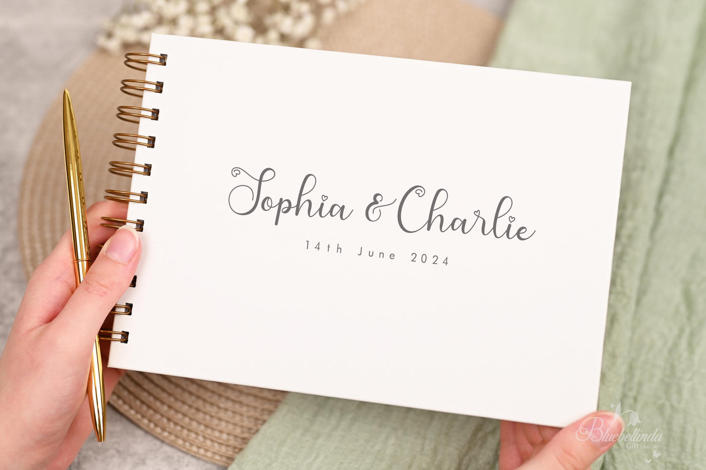 Personalized Wedding Guest Book: Modern Hand-Printed Photo Album