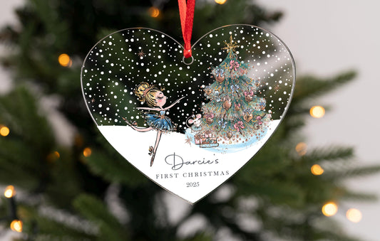 Personalised First Christmas nutcracker fairy ballerina Decoration, Babies, 1st Christmas, Bear, New Baby, Christmas Bauble, Free Gift Bag