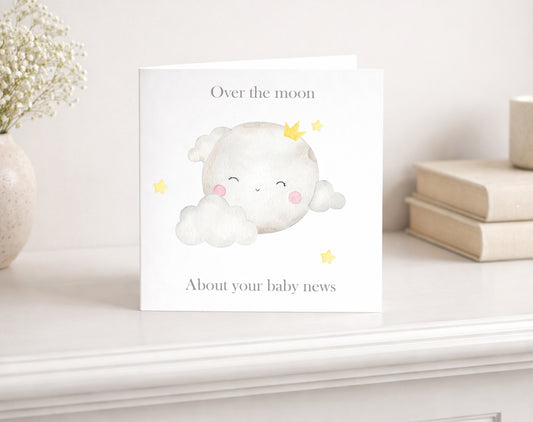 Over The Moon Baby Card