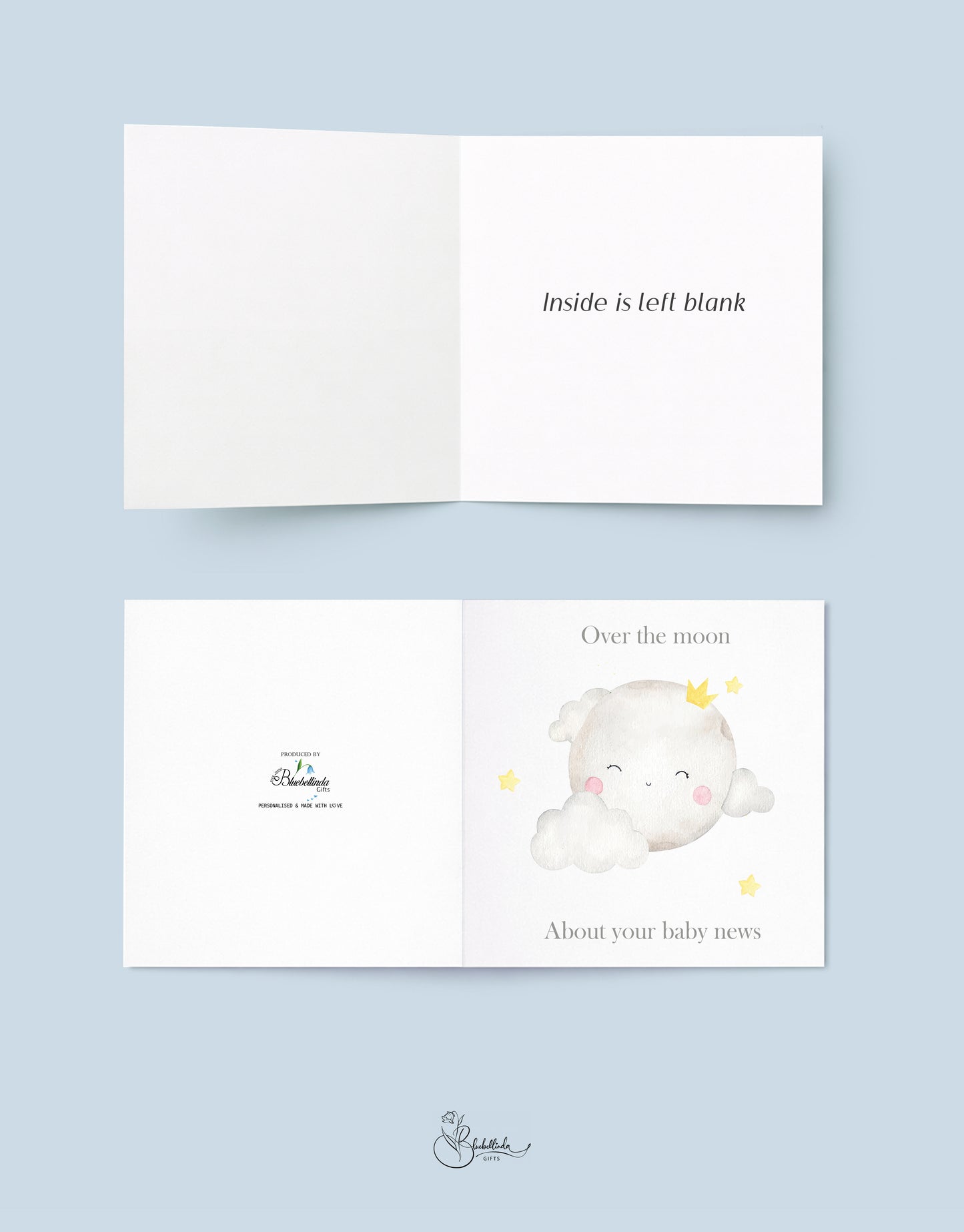 Over The Moon Baby Card