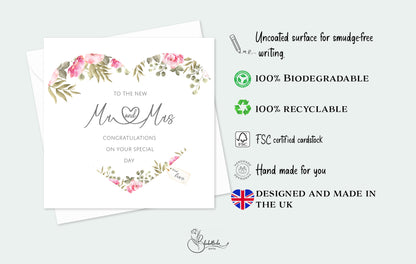 Mr & Mrs Wedding Day Heart card