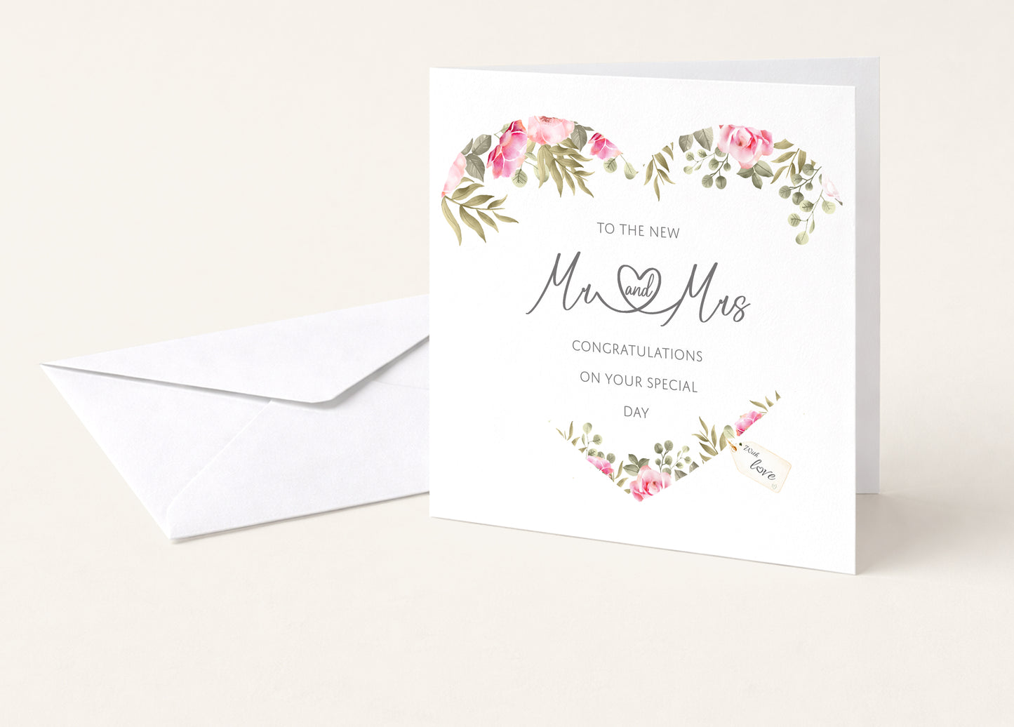 Mr & Mrs Wedding Day Heart card