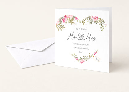Mr & Mrs Wedding Day Heart card
