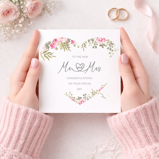 Mr & Mrs Wedding Day Heart card