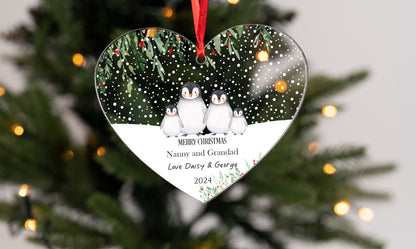 Personalised Nanny & Grandad Hanging Heart Christmas Decoration