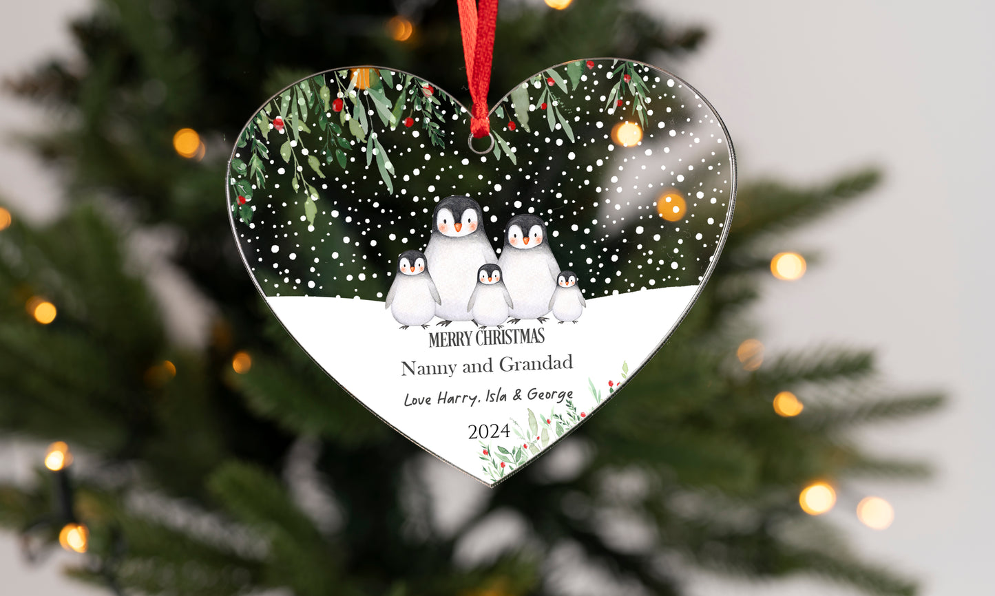 Personalised Nanny & Grandad Hanging Heart Christmas Decoration