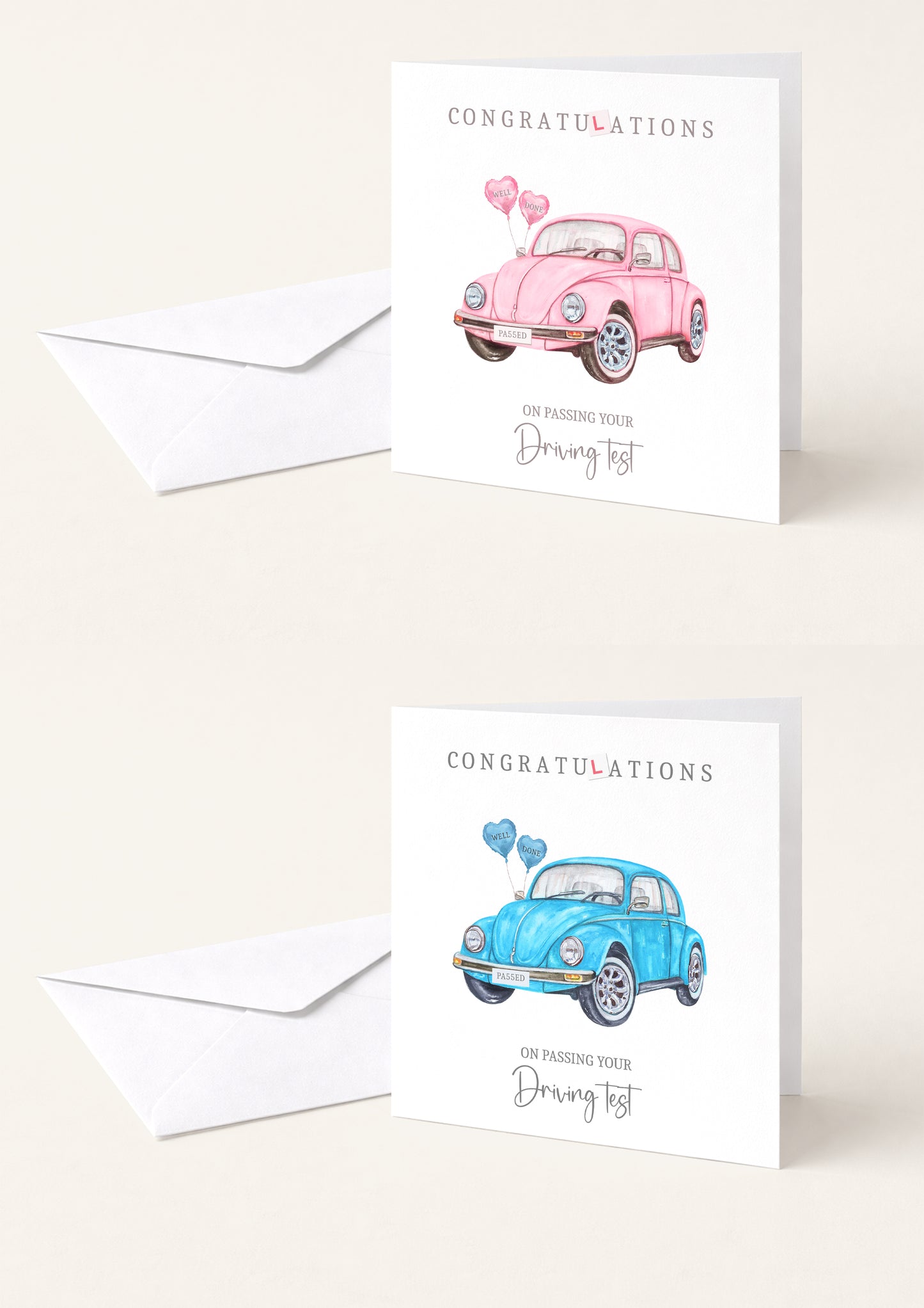 Driving Test Congratulations Card Pink / Blue