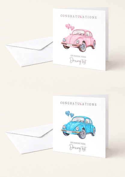 Driving Test Congratulations Card Pink / Blue