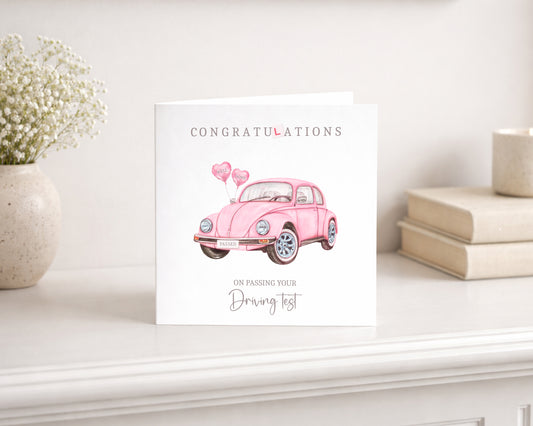 Driving Test Congratulations Card Pink / Blue