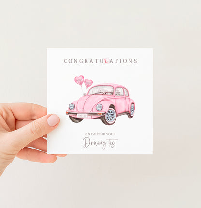 Driving Test Congratulations Card Pink / Blue