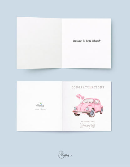 Driving Test Congratulations Card Pink / Blue