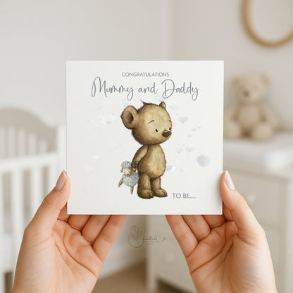 Mummy and Daddy to Be.. Teddy Card