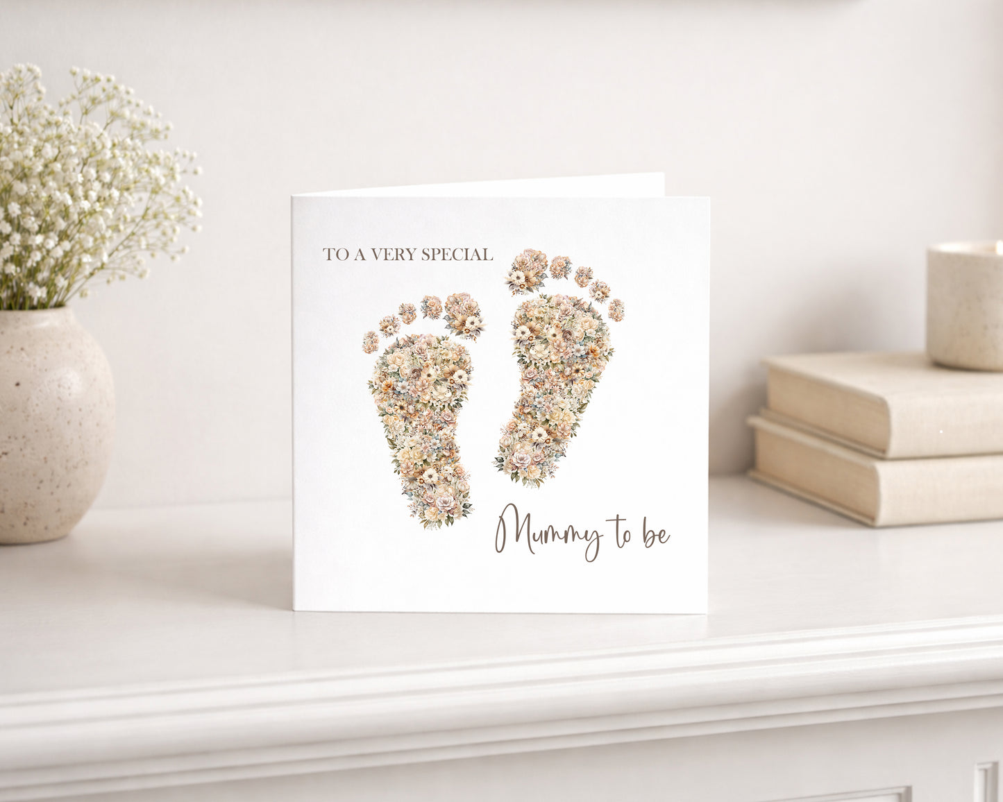 Mummy to Be, baby shower floral feet Card