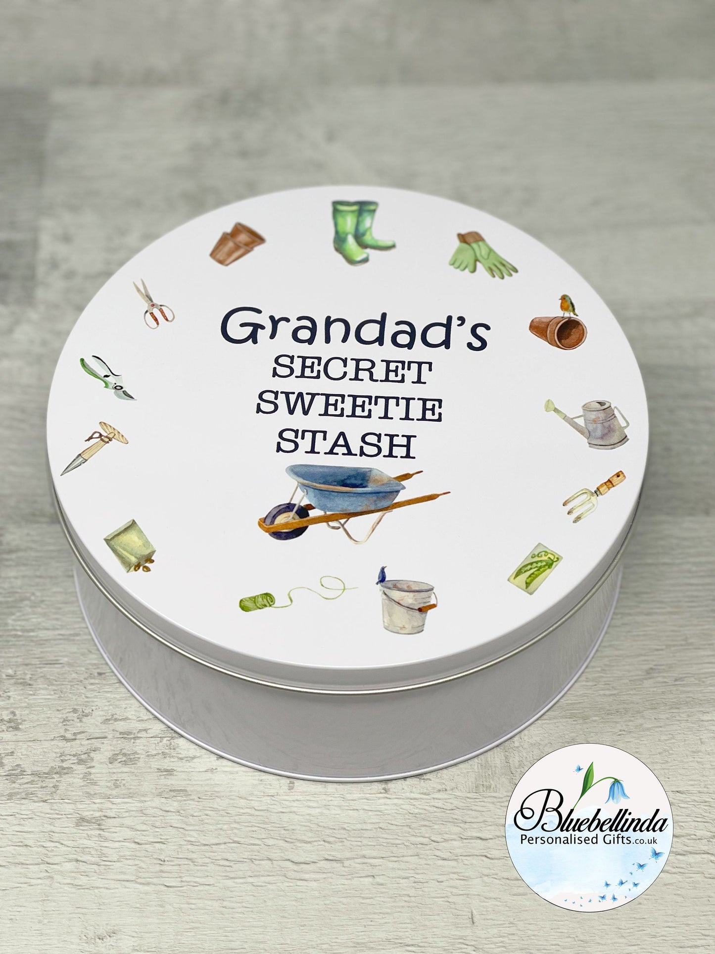 Personalised Gardening Grandad's Secret Sweetie Stash Tin