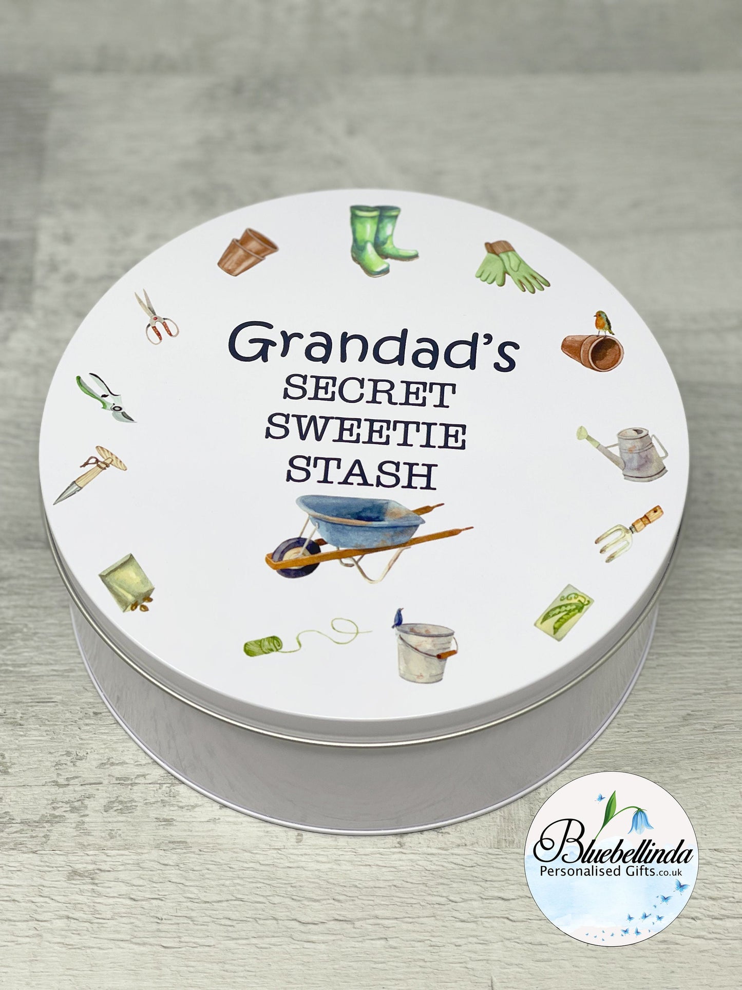 Personalised Gardening Grandad's Secret Sweetie Stash Tin