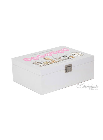 Personalised Pink Balloons Baby Keepsake Box