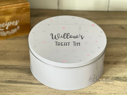 Personalised Bones & Paws Dog Treat Tin