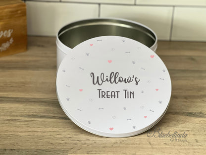 Personalised Bones & Paws Dog Treat Tin