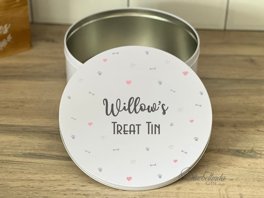 Personalised Bones & Paws Dog Treat Tin